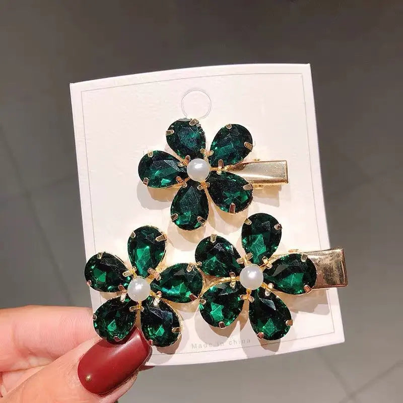 2 Piece/Set Luxury Crystal Flower Hairpins for Natural or Straight Hair for Women and Girls