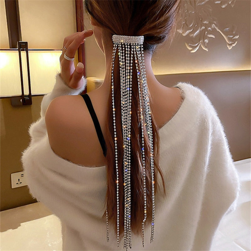 Rhinestone Tassel Hair Accessory for Women and Girls - Long Hair and Braids to Add Sparkle