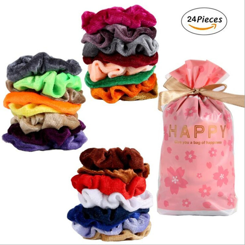 1 to 50 Color Vintage Hair Scrunchies Pack - Stretchy Velvet Scrunchy Elastic Hair Bands for Girls
