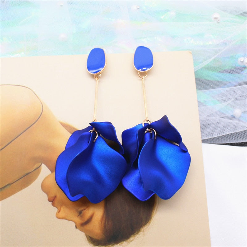 Acrylic Painted Petal Earrings - Long/Short Drop Earrings for Women and Girls