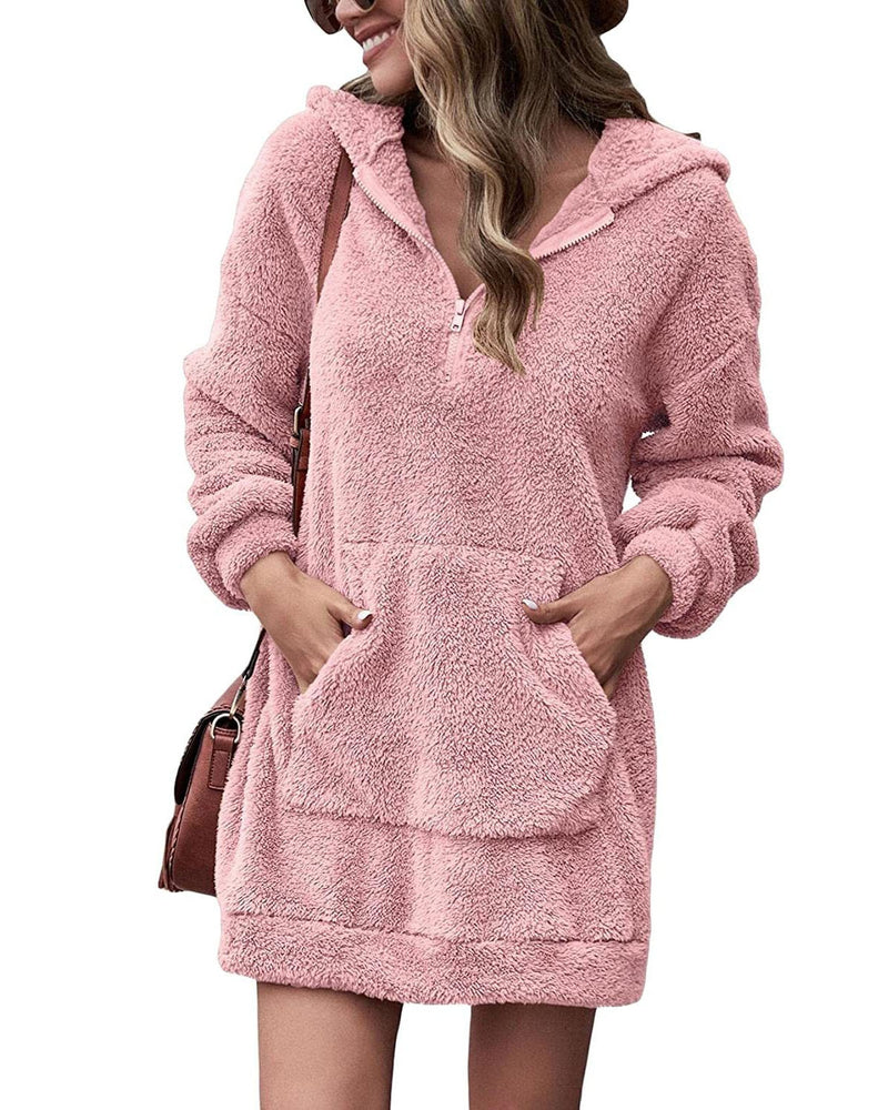Women's Oversized Hoodies, Long Sleeve Sweatshirts, Casual Wear, Solid Colors, Loose Fit, Zipper Pullovers