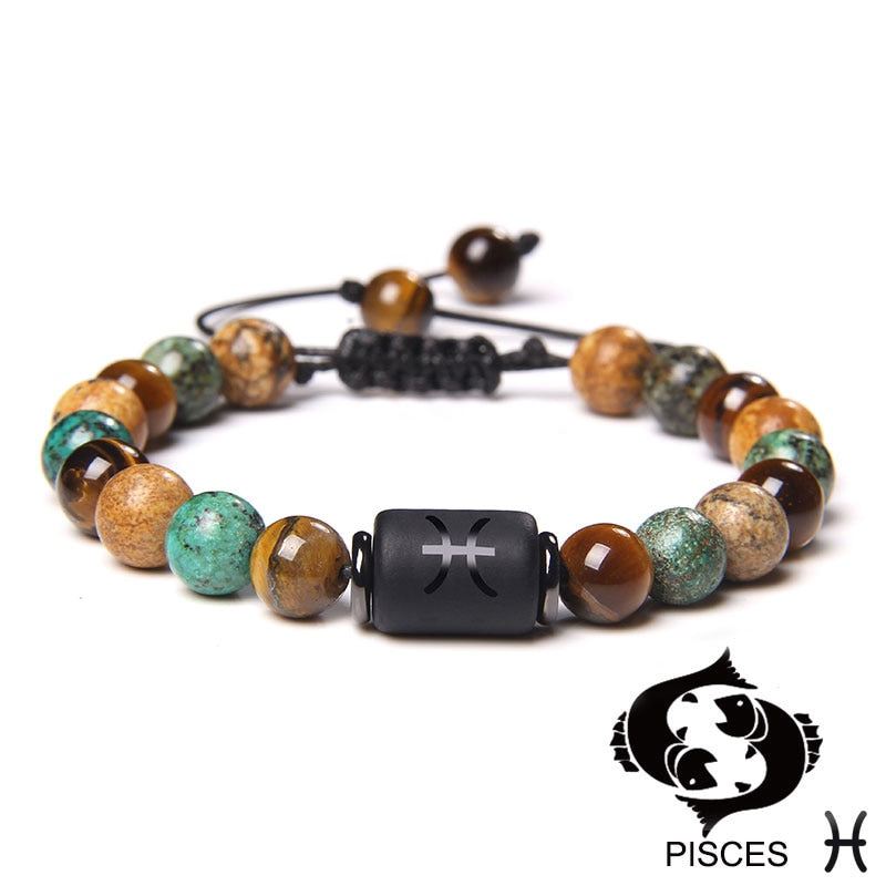12 Zodiac Signs Constellation Bracelet for Men and Women (Unisex) - Natural Stones