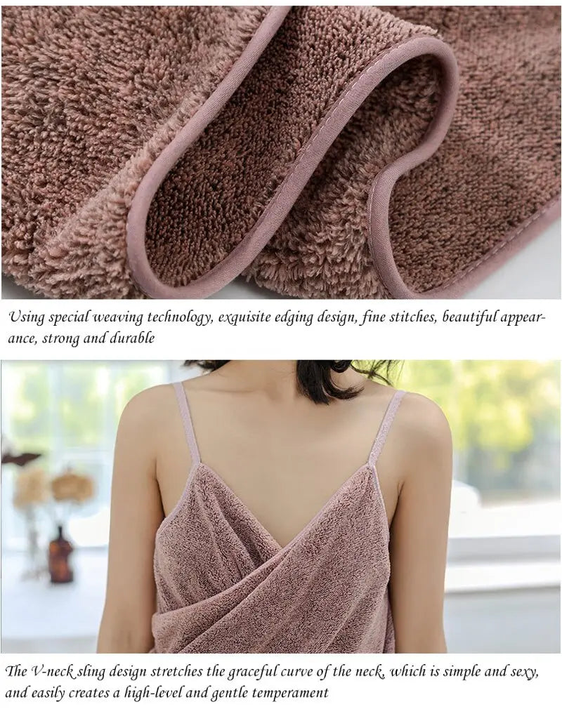 Bath Towel Robe for Women & Girls - Soft and Wearable, Fast Drying in Solid Colors