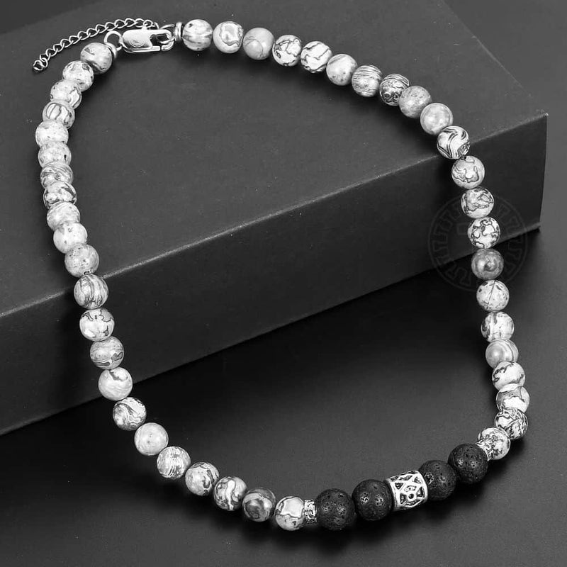Unisex (Men and Women) Stone Black Glass Bead Necklace/Bracelet Set
