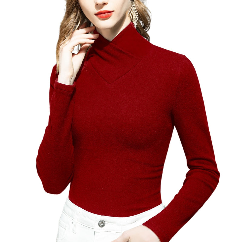 Knitted Super Stretch Elegant Tee for Women and Girls With O-Neck in 6 Solid Colors