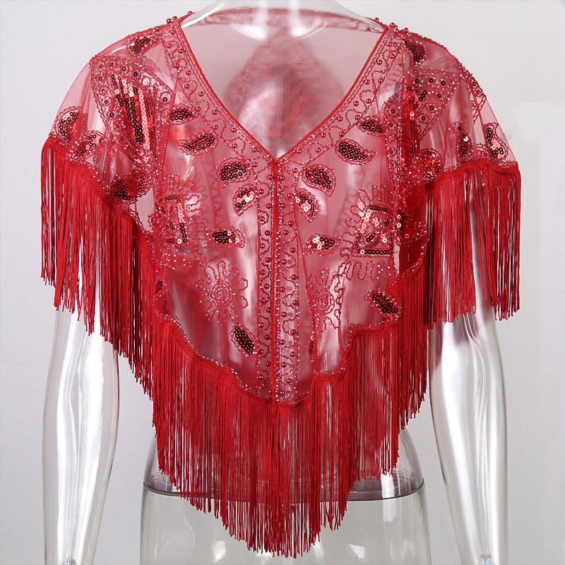 Women's 1920s Sequined Wrap, Great Gatsby Flapper Style Cover-Up
