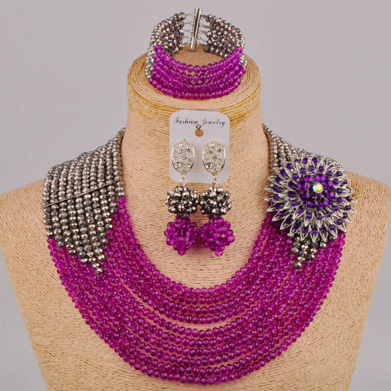 Fabulous Opaque Red Crystal Nigerian Traditional African Beads Jewelry Sets for Women and Girls. Beautiful Multicolor Sets.