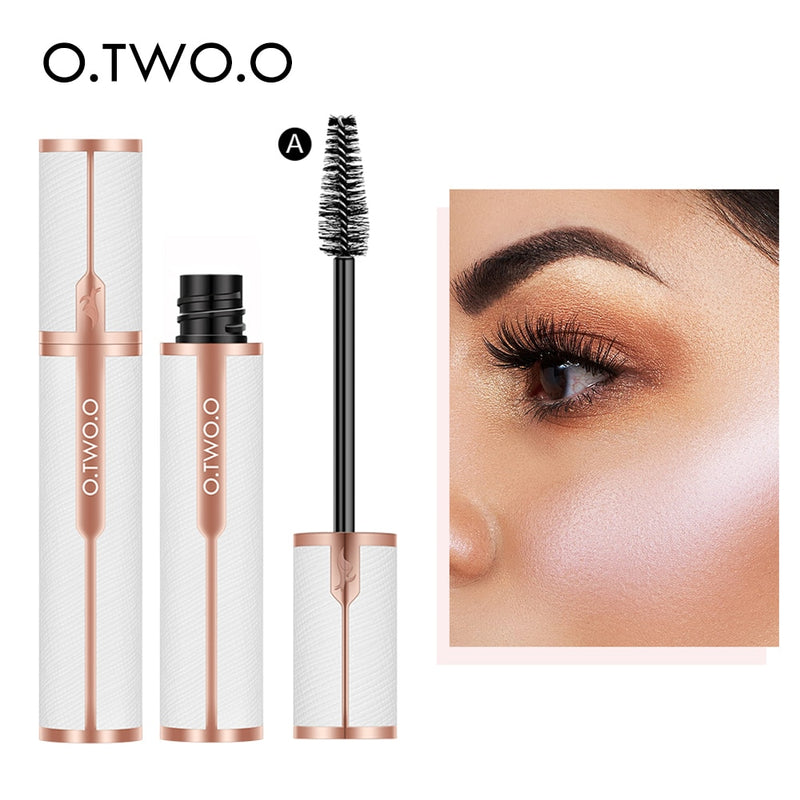 Waterproof 4D Silk Fiber Mascara (2 Brush Heads) - Thick Curling Volume Lashes for Women and Girls
