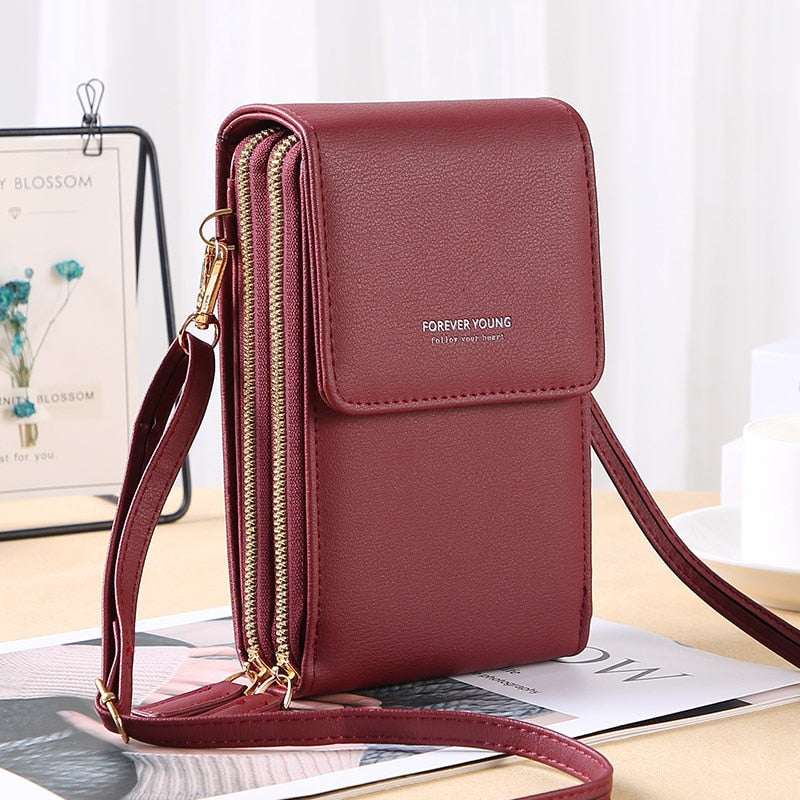 Mini Leather Crossbody Phone Bags with Touch Screen Phone Fashion for Women and Girls - Shoulder Phone Bags