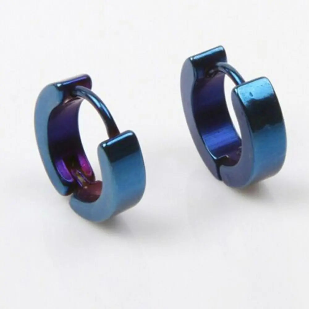 Cool Men and Women's (Unisex) Stainless Steel Stud Earrings In Blue, Black, Gold & Silver - 1 Pair Earrings