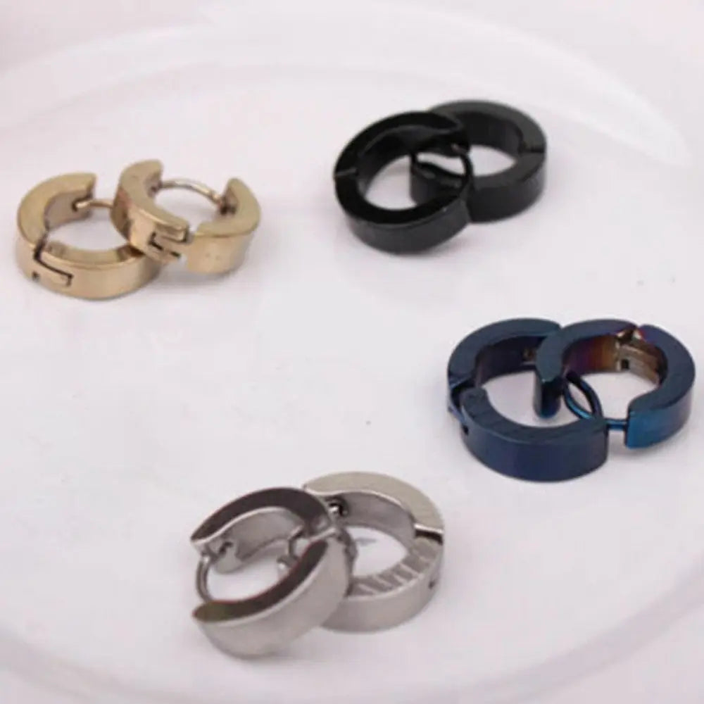 Cool Men and Women's (Unisex) Stainless Steel Stud Earrings In Blue, Black, Gold & Silver - 1 Pair Earrings