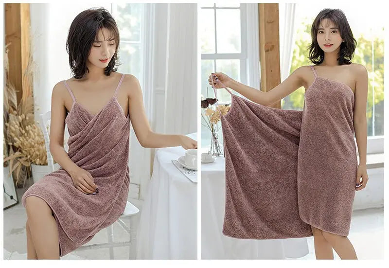 Bath Towel Robe for Women & Girls - Soft and Wearable, Fast Drying in Solid Colors