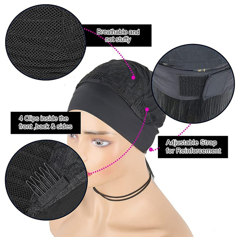 Straight Human Hair Headband Wig, Short Bob, for Women & Girls - Brazilian Remy Hair, Full Machine Made, No Glue, No Gel
