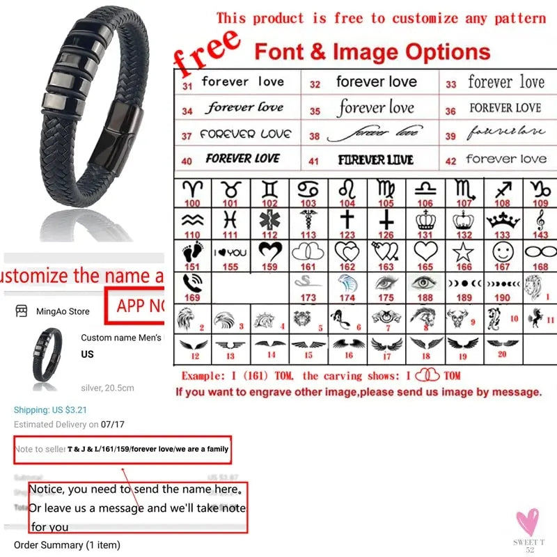 Hip-Hop Braided Leather Charm Bracelet for Men and Boys With Stainless Steel Clasp