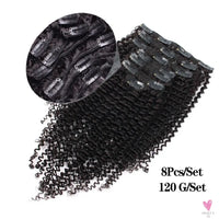 Kinky Curly Clip-In Hair Extensions, Human Hair - Mongolian Kinky Curly Human Hair Clip-In Extensions for Women & Girls