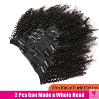 Kinky Curly Clip-In Hair Extensions, Human Hair - Mongolian Kinky Curly Human Hair Clip-In Extensions for Women & Girls