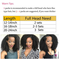 Kinky Curly Clip-In Hair Extensions, Human Hair - Mongolian Kinky Curly Human Hair Clip-In Extensions for Women & Girls
