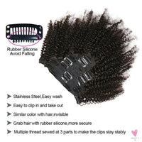 Kinky Curly Clip-In Hair Extensions, Human Hair - Mongolian Kinky Curly Human Hair Clip-In Extensions for Women & Girls