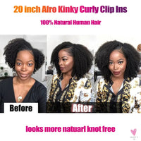Kinky Curly Clip-In Hair Extensions, Human Hair - Mongolian Kinky Curly Human Hair Clip-In Extensions for Women & Girls
