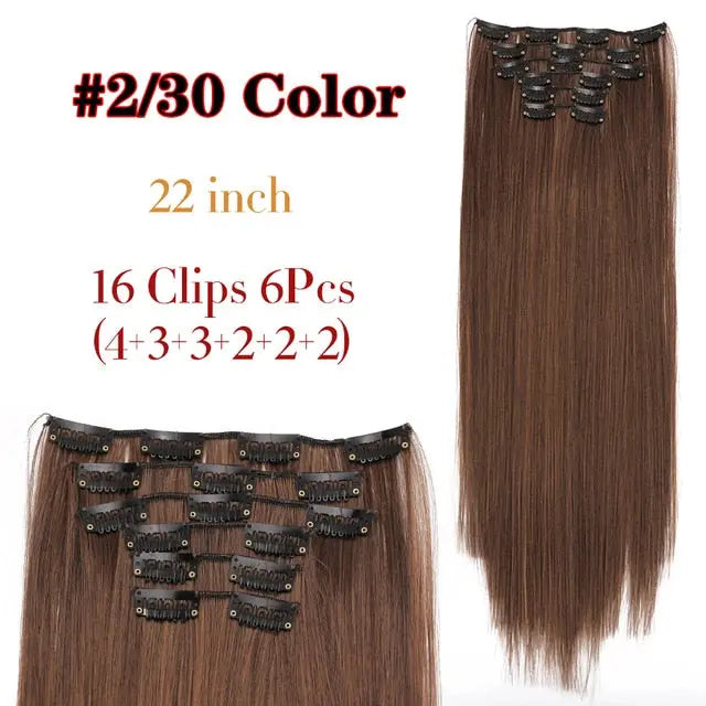 Long Straight Clip-in Synthetic Hair Extensions for Women and Girls