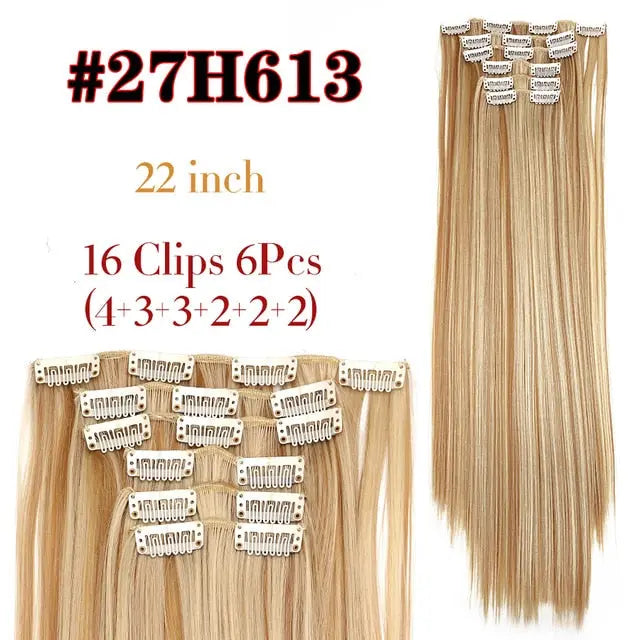 Long Straight Clip-in Synthetic Hair Extensions for Women and Girls