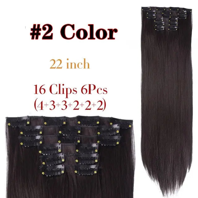 Long Straight Clip-in Synthetic Hair Extensions for Women and Girls