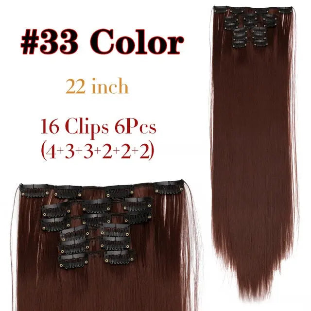 Long Straight Clip-in Synthetic Hair Extensions for Women and Girls