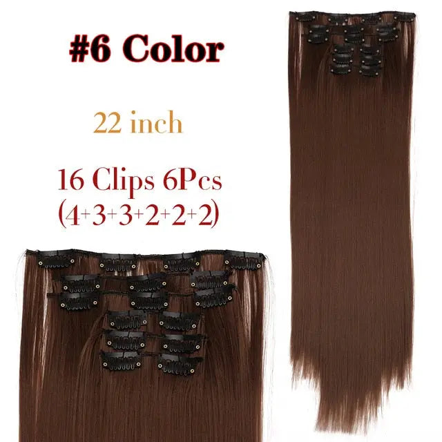 Long Straight Clip-in Synthetic Hair Extensions for Women and Girls