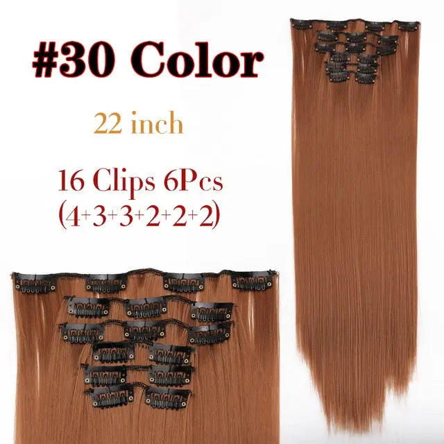Long Straight Clip-in Synthetic Hair Extensions for Women and Girls