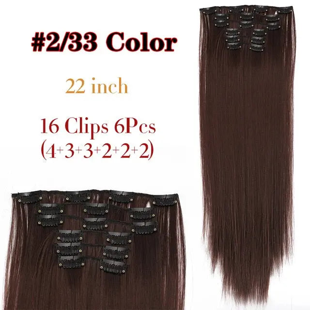 Long Straight Clip-in Synthetic Hair Extensions for Women and Girls