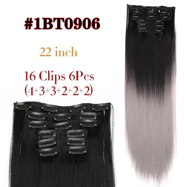 Long Straight Clip-in Synthetic Hair Extensions for Women and Girls