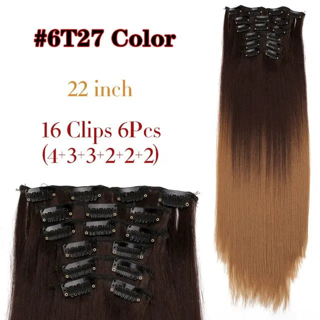Long Straight Clip-in Synthetic Hair Extensions for Women and Girls