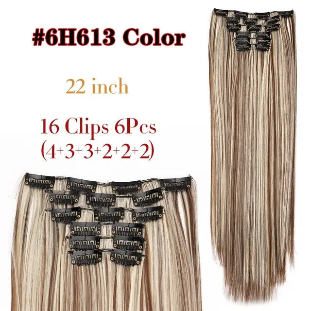 Long Straight Clip-in Synthetic Hair Extensions for Women and Girls