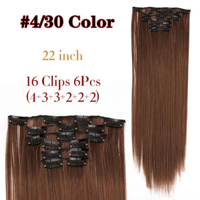 Long Straight Clip-in Synthetic Hair Extensions for Women and Girls