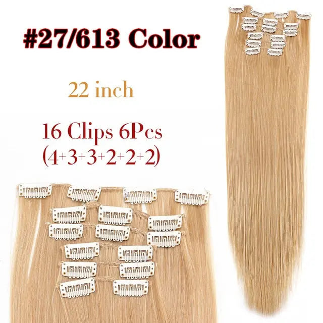 Long Straight Clip-in Synthetic Hair Extensions for Women and Girls