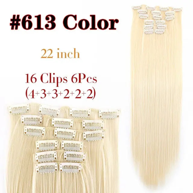 Long Straight Clip-in Synthetic Hair Extensions for Women and Girls