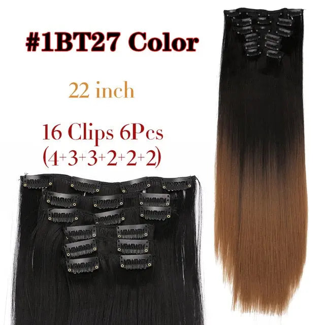 Long Straight Clip-in Synthetic Hair Extensions for Women and Girls