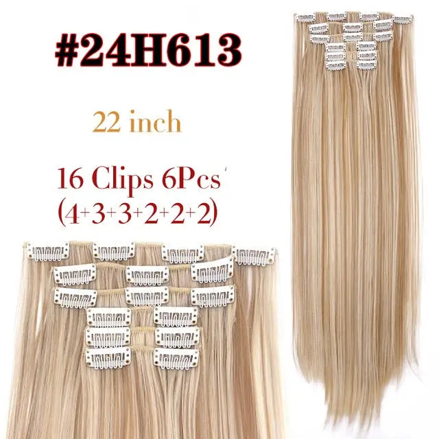 Long Straight Clip-in Synthetic Hair Extensions for Women and Girls
