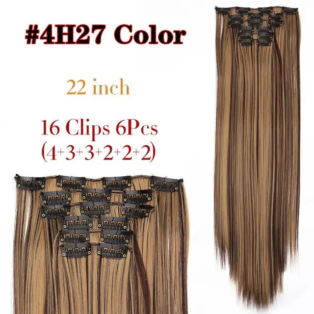 Long Straight Clip-in Synthetic Hair Extensions for Women and Girls