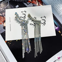 Long Tassel Rhinestone/Crystal Drop/Dangle Earrings for Women and Girls in Gold and Silver - Fashion Jewelry
