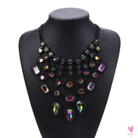 Luxurious Bohemian Crystal Statement Necklace for Women and Girls - Multicolor