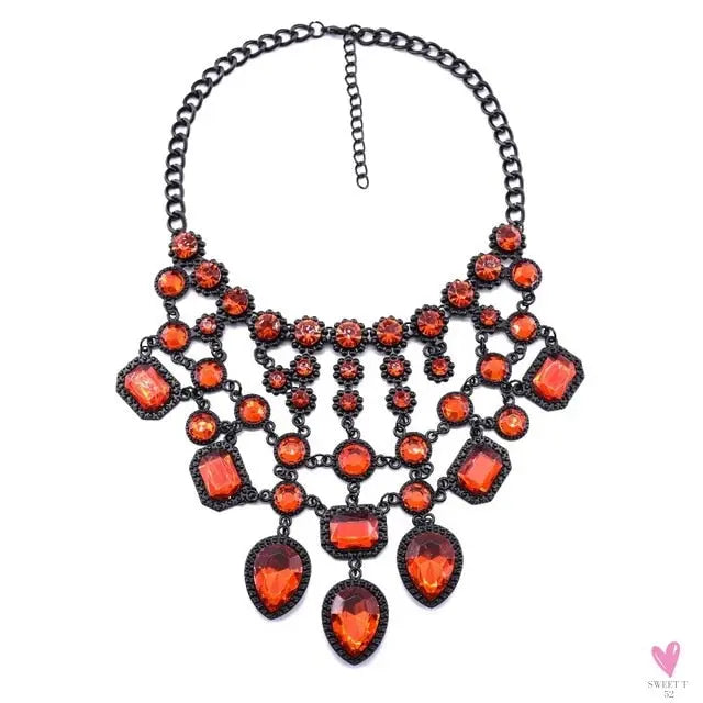 Luxurious Bohemian Crystal Statement Necklace for Women and Girls - Multicolor