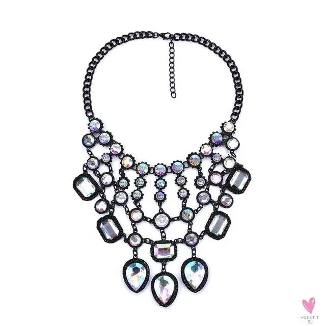 Luxurious Bohemian Crystal Statement Necklace for Women and Girls - Multicolor