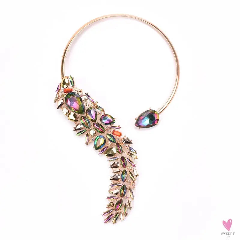 Luxurious Bohemian Crystal Statement Necklace for Women and Girls - Multicolor