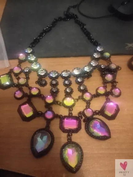 Luxurious Bohemian Crystal Statement Necklace for Women and Girls - Multicolor