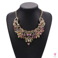 Luxurious Bohemian Crystal Statement Necklace for Women and Girls - Multicolor