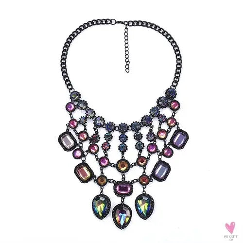 Luxurious Bohemian Crystal Statement Necklace for Women and Girls - Multicolor