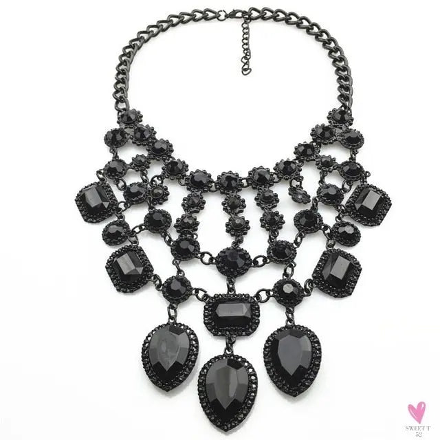 Luxurious Bohemian Crystal Statement Necklace for Women and Girls - Multicolor