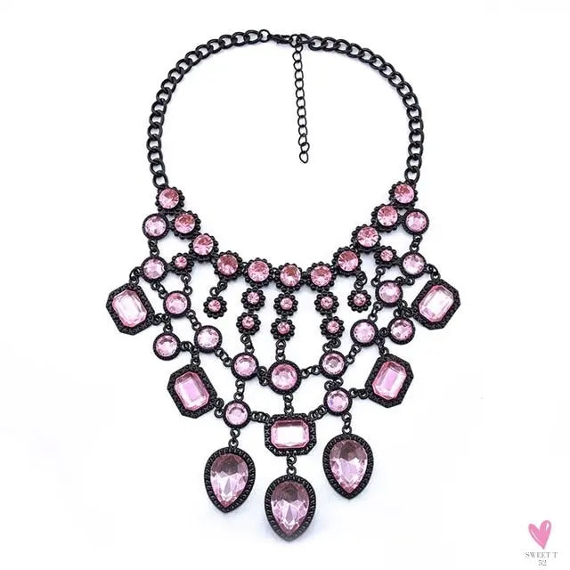 Luxurious Bohemian Crystal Statement Necklace for Women and Girls - Multicolor