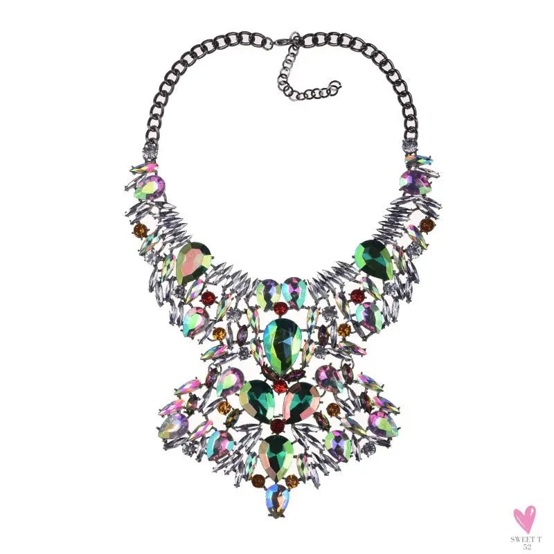 Luxurious Bohemian Crystal Statement Necklace for Women and Girls - Multicolor